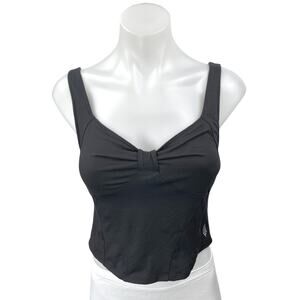 Free People Kindred Black Sleeveless Ruched Knot Cutouts Bustier Crop Tank Top S